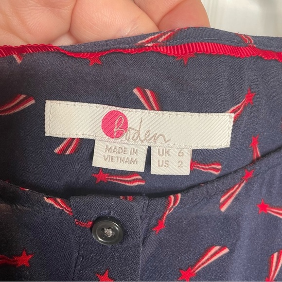 Boden Kara Navy Shooting Stars Novelty Print Top Patriotic Festive 4th of July 2 - Picture 10 of 12